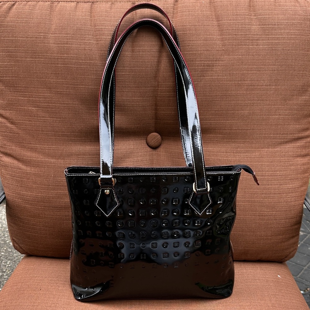 Arcadia Black Patent Leather Tote Bag